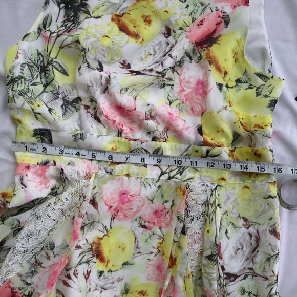 INC Floral Bouquet Lace - Midi Dress - Ruffle Handkerchief - Size 12 - NWT - Picture 6 of 13